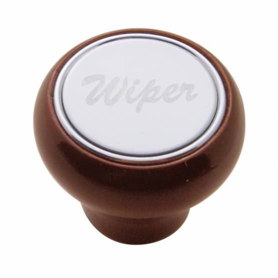 UNITED PACIFIC - UNITED PACIFIC - 23378 - POMO DEL SALPICADERO DE LUJO DE MADERA CON PLACA INOXIDABLE "WIPER"