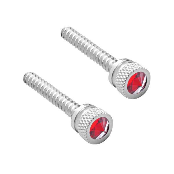 UNITED PACIFIC - UNITED PACIFIC - 24056 - TORNILLO DE SALPICADERO LARGO CROMADO CON CRISTAL ROJO PARA FREIGHTLINER (PACK DE 2)