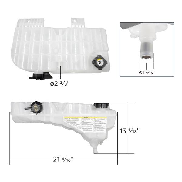 UNITED PACIFIC - UNITED PACIFIC - 26001 - DEPÓSITO DE REFRIGERANTE PRESURIZADO Y SENSOR DE NIVEL DE REFRIGERANTE PARA PETERBILT 389 Y KENWORTH W900 2008-2022