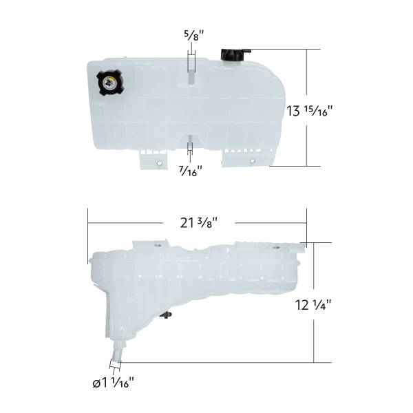 UNITED PACIFIC - UNITED PACIFIC - 26007 - DEPÓSITO DE REFRIGERANTE PRESURIZADO Y SENSOR DE NIVEL DE REFRIGERANTE PARA PETERBILT 389 Y KENWORTH W900 2008-2022