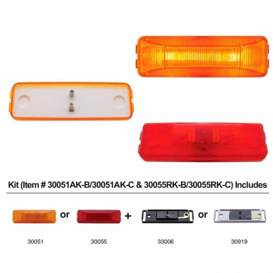 UNITED PACIFIC - UNITED PACIFIC - 30055RK-C - KIT DE LUCES RECTANGULARES (LIQUIDACIÓN/MARCADOR) CON SOPORTE CROMADO - LENTE ROJA