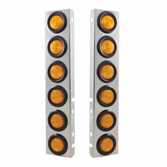 UNITED PACIFIC - UNITED PACIFIC - 30063 - SOPORTE DEL FILTRO DE AIRE DELANTERO DE INOXIDABLE CON 12 LUCES PLANAS DE 2" Y OJALES PARA PETERBILT (PAR)