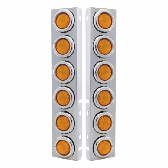 UNITED PACIFIC - UNITED PACIFIC - 30064 - KIT DE LIMPIADOR DE AIRE FRONTAL PETERBILT CON DOCE LUCES PLANAS INCANDESCENTES DE 2" Y BISEL - LENTE ÁMBAR (PAR)