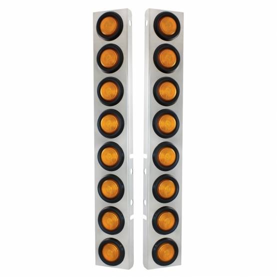 UNITED PACIFIC - UNITED PACIFIC - 30073 - SOPORTE DEL FILTRO DE AIRE DELANTERO DE INOXIDABLE CON LUCES PLANAS DE 16X 2" Y OJALES PARA PETERBILT