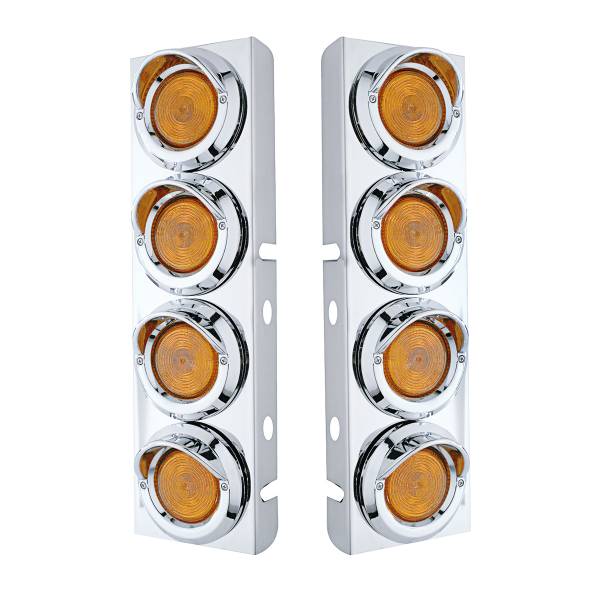 UNITED PACIFIC - UNITED PACIFIC - 30771 - SOPORTE PARA FILTRO DE AIRE FRONTAL DE INOXIDABLE CON 8 LUCES PLANAS DE 2" Y VISORES PARA PETERBILT - LENTE ÁMBAR