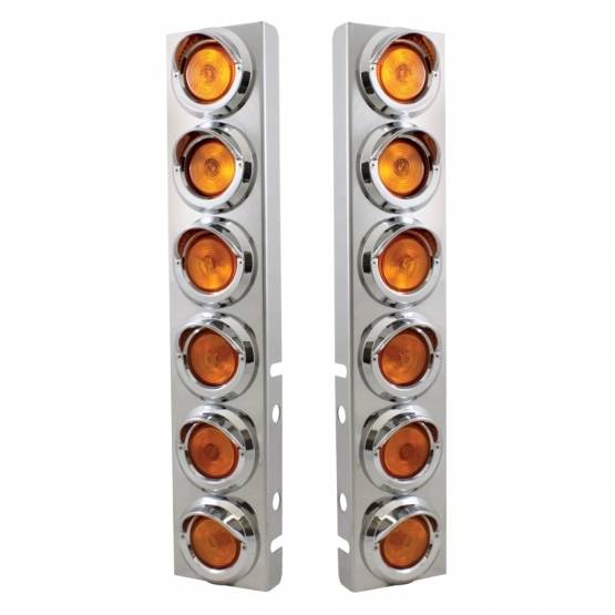 UNITED PACIFIC - UNITED PACIFIC - 30773 - SOPORTE PARA FILTRO DE AIRE DELANTERO DE INOXIDABLE CON VISORES Y LUCES PLANAS DE 12X 2" PARA PETERBILT