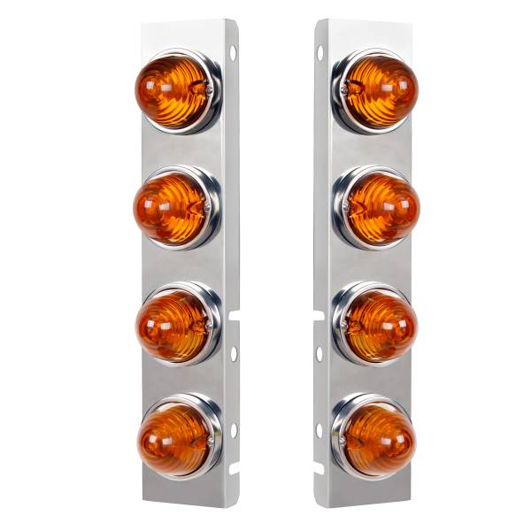 UNITED PACIFIC - UNITED PACIFIC - 30981 - SOPORTE DEL FILTRO DE AIRE FRONTAL DE ACERO INOXIDABLE CON LUCES DE COLMENA DE CRISTAL 8X Y BISELES DE ACERO INOXIDABLE PARA LENTES PETERBILT-AMBER