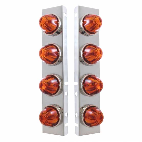 UNITED PACIFIC - UNITED PACIFIC - 30983 - SOPORTE DEL FILTRO DE AIRE FRONTAL DE ACERO INOXIDABLE CON 8 LUCES DE CRISTAL DE SANDÍA Y BISELES DE ACERO INOXIDABLE PARA LENTES ÁMBAR OSCURO PETERBILT