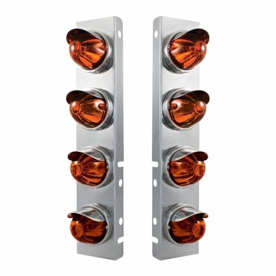 UNITED PACIFIC - UNITED PACIFIC - 30984 - SOPORTE DEL FILTRO DE AIRE FRONTAL DE ACERO INOXIDABLE CON 8 LUCES DE CRISTAL DE SANDÍA Y VISORES DE ACERO INOXIDABLE PARA LENTES PETERBILT-ÁMBAR OSCURO