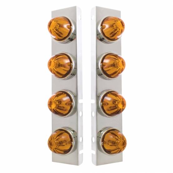 UNITED PACIFIC - UNITED PACIFIC - 30985 - SOPORTE DEL FILTRO DE AIRE FRONTAL DE ACERO INOXIDABLE CON LUCES DE SANDÍA DE CRISTAL 8X Y BISELES DE ACERO INOXIDABLE PARA LENTES PETERBILT-AMBER