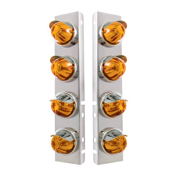 UNITED PACIFIC - UNITED PACIFIC - 30986 - SOPORTE DEL FILTRO DE AIRE FRONTAL DE ACERO INOXIDABLE CON LUCES DE SANDÍA DE CRISTAL 8X Y VISORES DE ACERO INOXIDABLE PARA LENTES PETERBILT - ÁMBAR