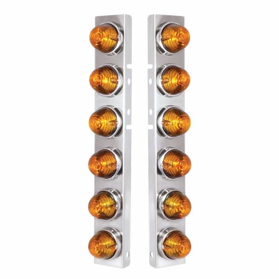 UNITED PACIFIC - UNITED PACIFIC - 30994 - SOPORTE DEL FILTRO DE AIRE FRONTAL DE ACERO INOXIDABLE CON LUCES DE COLMENA DE CRISTAL 12X Y BISELES DE ACERO INOXIDABLE PARA LENTES PETERBILT-AMBER