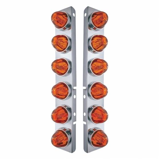 UNITED PACIFIC - UNITED PACIFIC - 30996 - SOPORTE DEL FILTRO DE AIRE FRONTAL DE ACERO INOXIDABLE CON 12 LUCES DE CRISTAL DE SANDÍA Y BISELES DE ACERO INOXIDABLE PARA LENTES ÁMBAR OSCURO PETERBILT