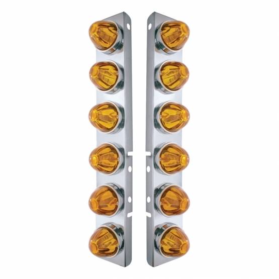 UNITED PACIFIC - UNITED PACIFIC - 30998 - SOPORTE DEL FILTRO DE AIRE FRONTAL DE ACERO INOXIDABLE CON 12 LUCES DE CRISTAL DE SANDÍA Y BISELES DE ACERO INOXIDABLE PARA LENTES PETERBILT-AMBER