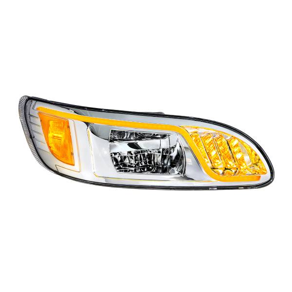 UNITED PACIFIC - UNITED PACIFIC - 31083 - FARO LED CROMADO CON GIRO, POSICIÓN Y DRL LED PARA PETERBILT 386(2005-2015) Y 387(1999-2010) - PASAJERO