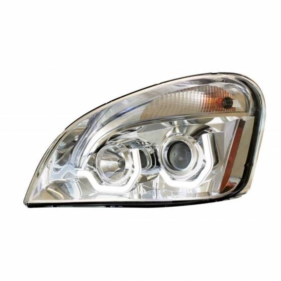 UNITED PACIFIC - UNITED PACIFIC - 31286 - FARO DE PROYECCIÓN CROMADO CON LUZ DE POSICIÓN LED BLANCA PARA FREIGHTLINER CASCADIA 2008-2017 - CONDUCTOR