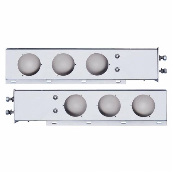 UNITED PACIFIC - UNITED PACIFIC - 31615 - BARRA DE LUCES CON RESORTE CROMADA CON PATRÓN DE PERNOS DE 2-1/2" CON RECORTES DE LUCES DE 6X 4" (PAR)