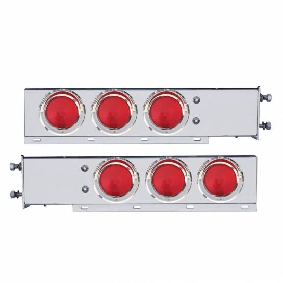 UNITED PACIFIC - UNITED PACIFIC - 31619 - BARRA DE LUCES CON RESORTE CROMADA CON PATRÓN DE PERNOS DE 3-3/4" CON LUCES Y VISORES DE 6X 4" - LENTE ROJA (PAR)