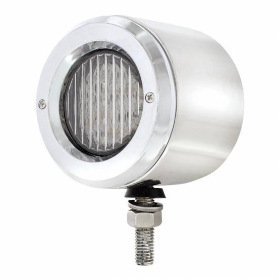 UNITED PACIFIC - UNITED PACIFIC - 31816 - LUZ INOXIDABLE DE DOBLE CARA DE 2-1/2" CON LUCES LED Y BISELES - LED ÁMBAR Y ROJO/LENTE TRANSPARENTE