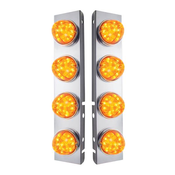 UNITED PACIFIC - UNITED PACIFIC - 31974 - SOPORTE DEL FILTRO DE AIRE FRONTAL DE ACERO INOXIDABLE CON 8X 17 LUCES LED DE SANDÍA Y BISELES DE ACERO INOXIDABLE PARA LED Y LENTES PETERBILT-AMBER (PAR)