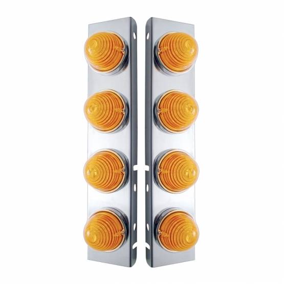 UNITED PACIFIC - UNITED PACIFIC - 31976 - SOPORTE DEL FILTRO DE AIRE FRONTAL DE ACERO INOXIDABLE CON 8 LUCES DE COLMENA LED DE 17X Y BISELES DE ACERO INOXIDABLE PARA PETERBILT -LED ÁMBAR Y LENTES (PAR)
