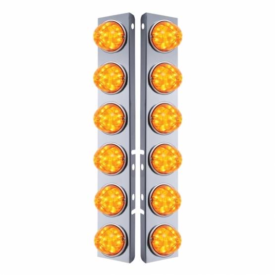 UNITED PACIFIC - UNITED PACIFIC - 31978 - SOPORTE DEL FILTRO DE AIRE FRONTAL DE ACERO INOXIDABLE CON 12X 17 LUCES LED DE SANDÍA Y BISELES DE ACERO INOXIDABLE PARA LED Y LENTES PETERBILT-AMBER (PAR)