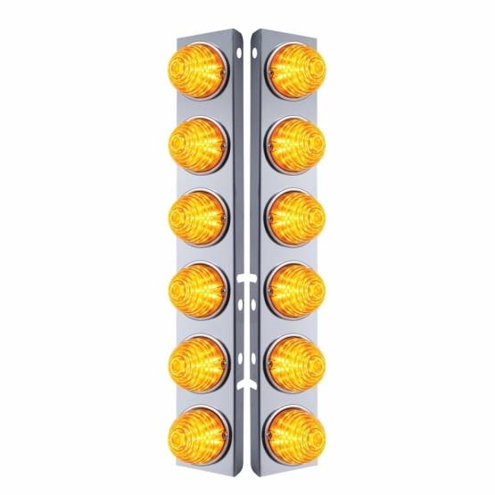 UNITED PACIFIC - UNITED PACIFIC - 31980 - SOPORTE DEL FILTRO DE AIRE FRONTAL DE ACERO INOXIDABLE CON 12X 17 LUCES DE COLMENA LED Y BISELES DE ACERO INOXIDABLE PARA LED Y LENTES PETERBILT-AMBER (PAR)