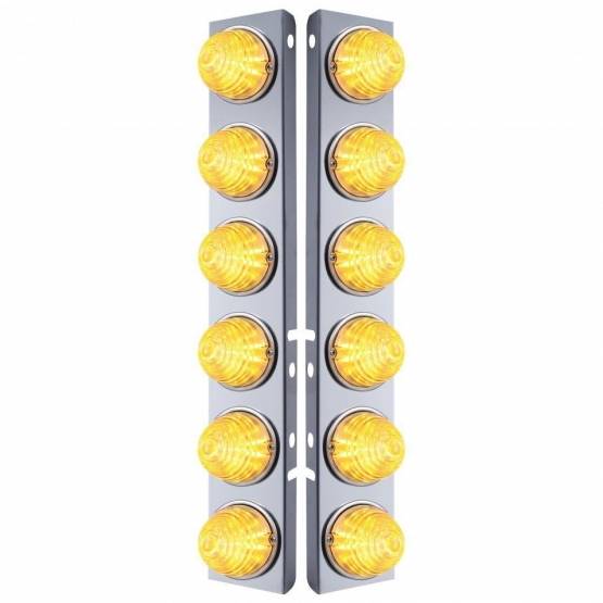 UNITED PACIFIC - UNITED PACIFIC - 31981 - SOPORTE DEL FILTRO DE AIRE FRONTAL DE ACERO INOXIDABLE CON LUCES DE COLMENA DE 12X 17 LED Y BISELES DE ACERO INOXIDABLE PARA LED PETERBILT-ÁMBAR/LENTE TRANSPARENTE (PAR)