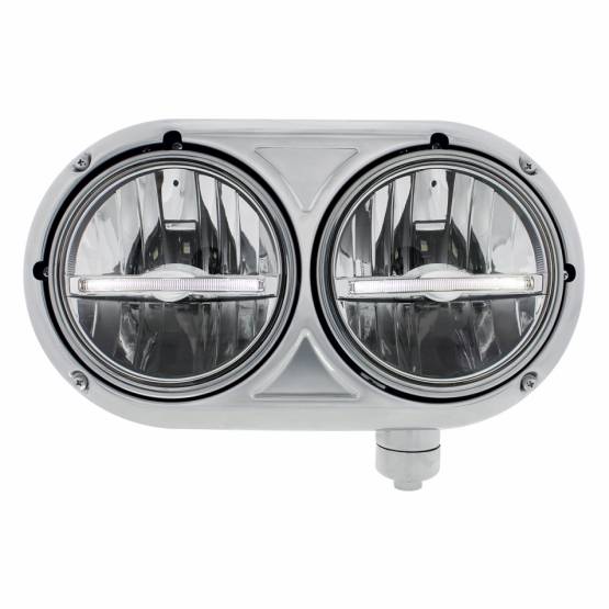 UNITED PACIFIC - UNITED PACIFIC - 32144 - CONJUNTO DE FAROS CON CARCASA DE 304 SS Y FAROS LED CON LUZ DE POSICIÓN LED BLANCA PARA PETERBILT 359 - PASAJERO