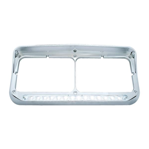 UNITED PACIFIC - UNITED PACIFIC - 32348 - BISEL DE FARO DOBLE RECTANGULAR CROMADO DE 14 LED CON VISERA - LED BLANCO/LENTE TRANSPARENTE