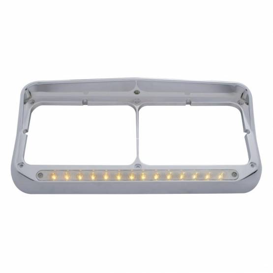 UNITED PACIFIC - UNITED PACIFIC - 32349 - BISEL DE FARO DOBLE RECTANGULAR CROMADO DE 14 LED CON VISERA - LED ÁMBAR/LEENTE CROMADA