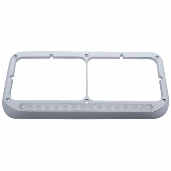 UNITED PACIFIC - UNITED PACIFIC - 32382 - BISEL DE FARO DOBLE RECTANGULAR CROMADO DE 14 LED - LED ÁMBAR/LENTE TRANSPARENTE