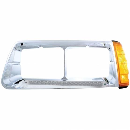 UNITED PACIFIC - UNITED PACIFIC - 32494 - BISEL DE FARO DE 19 LED CON SEÑAL DE GIRO PARA FREIGHTLINER FLD 1989-2009 - CONDUCTOR - LED ÁMBAR/LENTE TRANSPARENTE