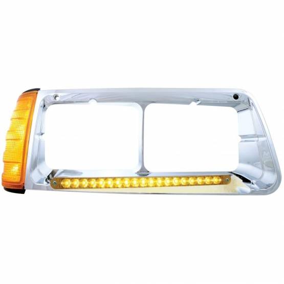 UNITED PACIFIC - UNITED PACIFIC - 32498 - BISEL DE FARO DE 19 LED CON SEÑAL DE GIRO PARA FREIGHTLINER FLD 1989-2009 - PASAJERO - LED ÁMBAR/LENTE ÁMBAR