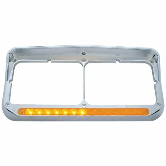 UNITED PACIFIC - UNITED PACIFIC - 32502 - BISEL RECTANGULAR DE DOBLE FARO CON VISERA Y BARRA DE LUCES LED SECUENCIAL (PASAJERO) - LED ÁMBAR/LENTE ÁMBAR