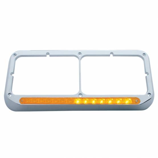 UNITED PACIFIC - UNITED PACIFIC - 32504 - BISEL RECTANGULAR DE DOBLE FARO CON BARRA DE LUCES LED SECUENCIAL (CONDUCTOR) - LED ÁMBAR/LENTE ÁMBAR