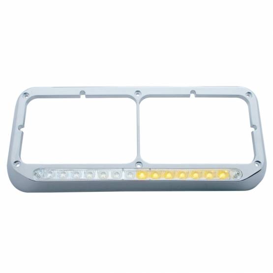 UNITED PACIFIC - UNITED PACIFIC - 32505 - BISEL RECTANGULAR DE DOBLE FARO CON BARRA DE LUCES LED SECUENCIAL (CONDUCTOR) - LED ÁMBAR/LENTE TRANSPARENTE