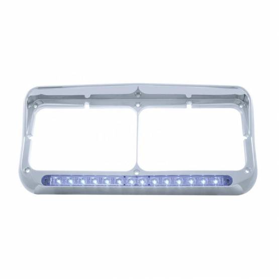 UNITED PACIFIC - UNITED PACIFIC - 32574 - BISEL DE FARO DOBLE RECTANGULAR CROMADO DE 14 LED CON VISERA - LED AZUL/LENTE TRANSPARENTE