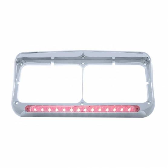 UNITED PACIFIC - UNITED PACIFIC - 32576 - BISEL DE FARO DOBLE RECTANGULAR CROMADO DE 14 LED CON VISERA - LED ROJO/LENTE TRANSPARENTE