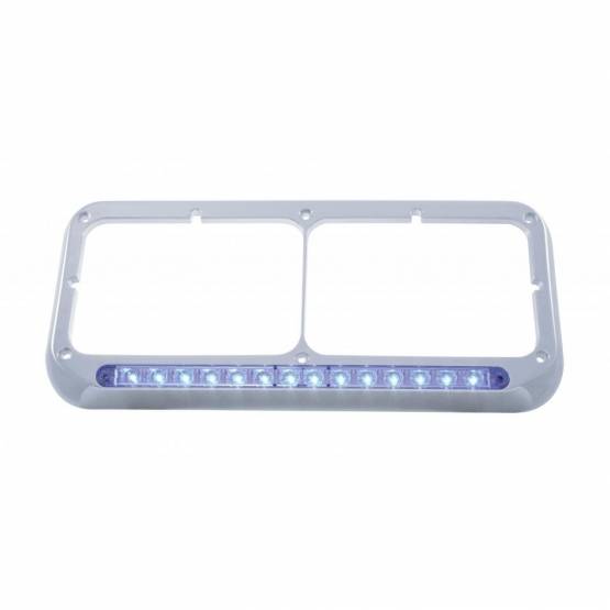 UNITED PACIFIC - UNITED PACIFIC - 32577 - BISEL DE FARO DOBLE RECTANGULAR CROMADO DE 14 LED - LED AZUL / LENTE TRANSPARENTE