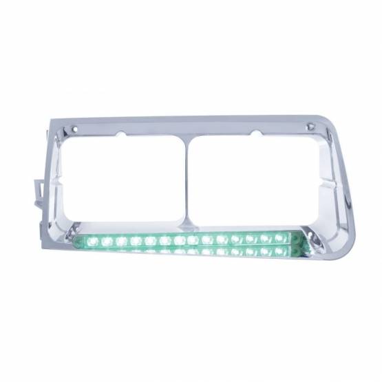 UNITED PACIFIC - UNITED PACIFIC - 32581 - BISEL DE FARO DE 14 LED PARA FREIGHTLINER FLD 1989-2009 - CONDUCTOR - LED VERDE/LENTE TRANSPARENTE