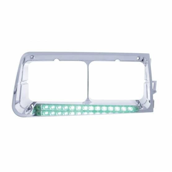 UNITED PACIFIC - UNITED PACIFIC - 32585 - BISEL DE FARO DE 14 LED PARA FREIGHTLINER FLD 1989-2009 - PASAJERO - LED VERDE/LENTE TRANSPARENTE