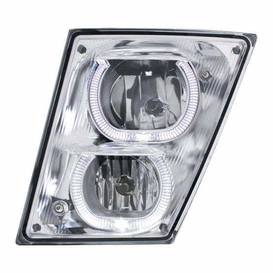 UNITED PACIFIC - UNITED PACIFIC - 32648 - LUZ ANTINIEBLA/CONDUCCIÓN CROMADA CON BARRA DE LUZ LED BLANCA PARA VOLVO VN/VNL 2003-2017 - CONDUCTOR