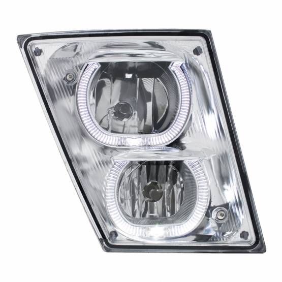 UNITED PACIFIC - UNITED PACIFIC - 32649 - LUZ ANTINIEBLA/CONDUCCIÓN CROMADA CON BARRA DE LUZ LED BLANCA PARA VOLVO VN/VNL 2003-2017 - PASAJERO
