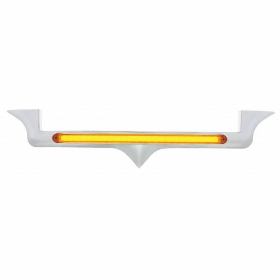 UNITED PACIFIC - UNITED PACIFIC - 32710 - EMBLEMA DE CAPÓ CROMADO CON BARRA DE LUCES GLO 24 LED PARA KENWORTH - LED ÁMBAR/LENTE ÁMBAR