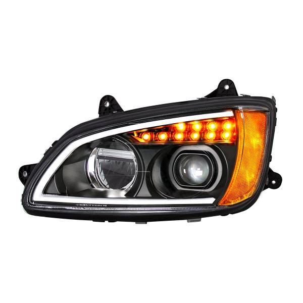 UNITED PACIFIC - UNITED PACIFIC - 32840 - FARO DE PROYECCIÓN LED COMPLETO NEGRO CON SEÑAL DE GIRO Y BARRA DE LUZ DE POSICIÓN PARA KENWORTH T660 2008-2017 - CONDUCTOR