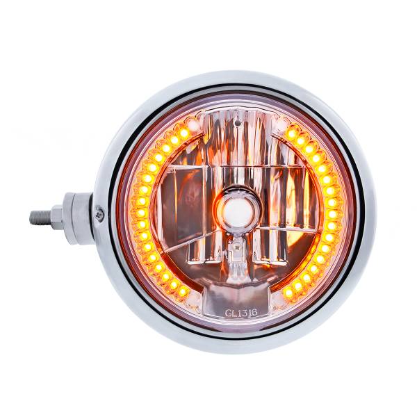 UNITED PACIFIC - UNITED PACIFIC - 32842 - GUÍA CROMADA CONJUNTO DE FARO ESTILO 682-C CON LENTE DE CRISTAL Y LUZ DE POSICIÓN DE 34 LED - L/H (MONTAJE HORIZONTAL)