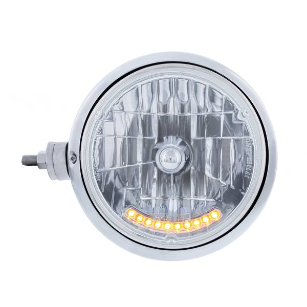 UNITED PACIFIC - UNITED PACIFIC - 32850 - GUÍA CROMADA CONJUNTO DE FARO ESTILO 682-C CON LENTE DE CRISTAL Y LUZ DE POSICIÓN DE 10 LED - L/H (MONTAJE HORIZONTAL)