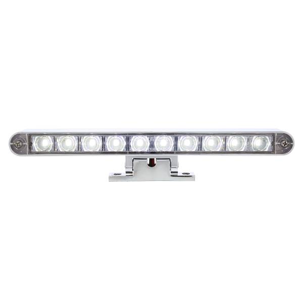 UNITED PACIFIC - UNITED PACIFIC - 33017 - BARRA DE LUCES CROMADA DE 10 LED CON BASE GIRATORIA DE 180 GRADOS - LED BLANCO DE DOBLE FUNCIÓN/LENTE TRANSPARENTE