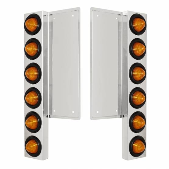 UNITED PACIFIC - UNITED PACIFIC - 33056 - SOPORTE DEL FILTRO DE AIRE DELANTERO FL SS CON 12X 9 LED LUCES DE COLMENA DE 2" - LED ÁMBAR Y LENTES (PAR)